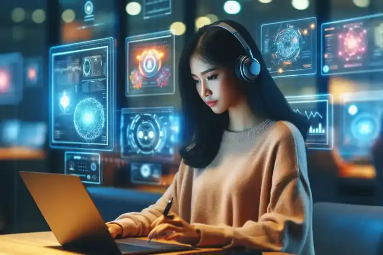 Evolusi Platform Komunikasi Digital yang Mengubah Cara Kita Berinteraksi, Dari Direktori hingga AI Ilustrasi penggunaan layanan digital di tempat kerja (foto: generatif AI)