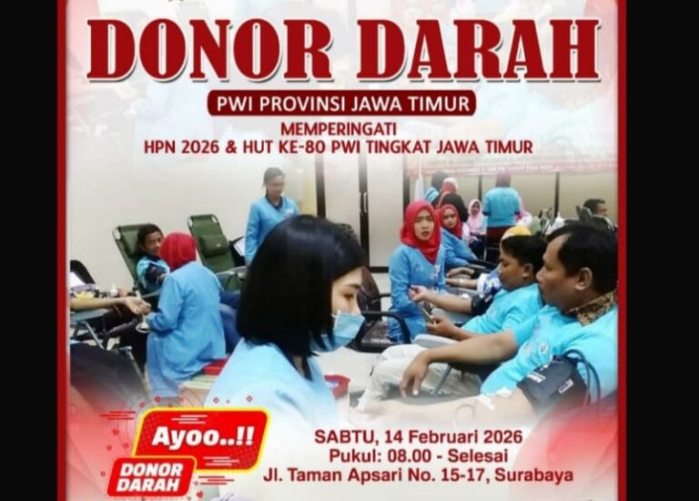 Rangkaian HPN 2026, PWI Jatim Gelar Donor Darah Targetkan 200 Peserta