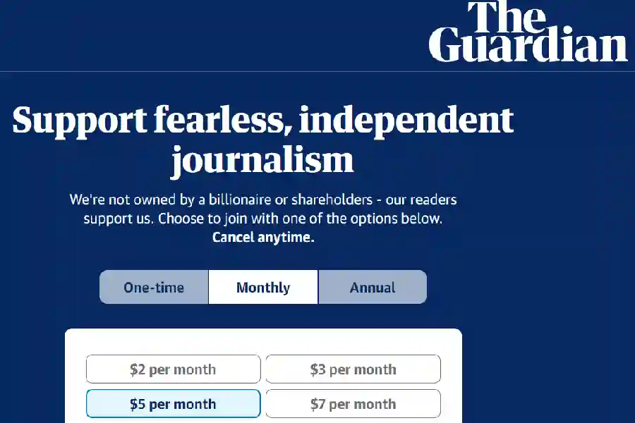 Halaman dukungan untuk The Guardian